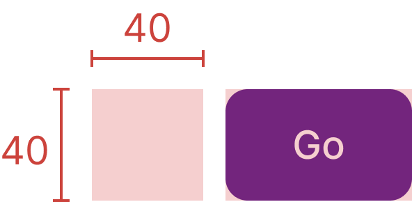 Illustration of the minimum 40 × 40 pixel touch area for buttons