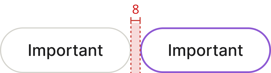 Chip specs: 8px gap between chips