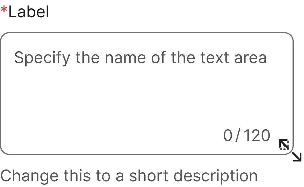 Text area with resize indicator highlighted